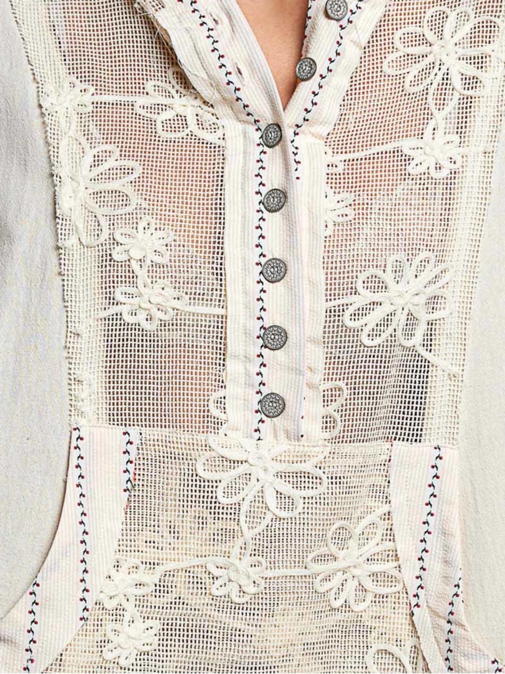 💕POL Embroidered Cream Lace Hooded Pullover - Picture 4 of 7